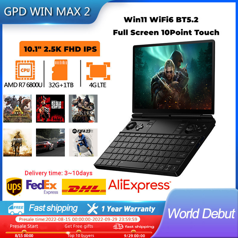GPD Win Max 2 Gaming Console Portable Game Laptop 10.1" TouchScreen WIFI6
