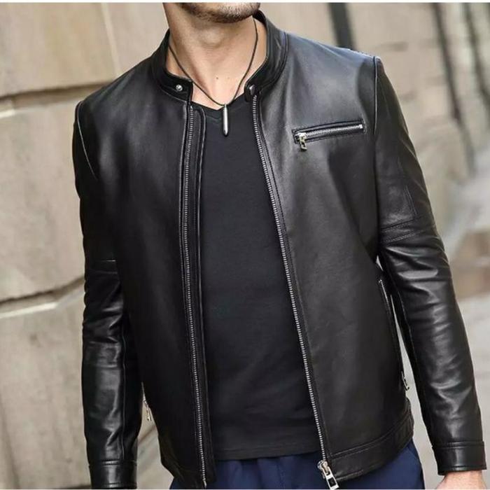 Best Seller Jaket Kulit Pria Slimpit Casual Kain Keren Distro Leather Lembut Nyaman Waterproof