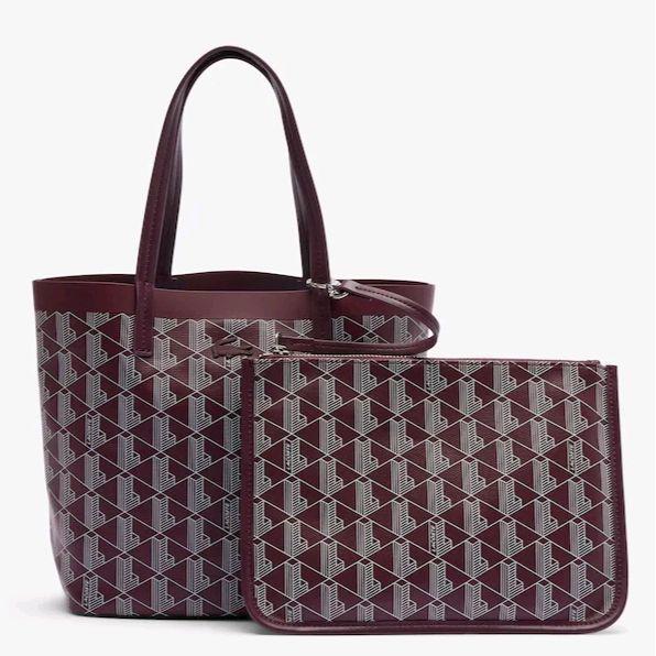 terlaris LACOSTE Zely Coated Canvas Monogram Small Tote Bag 100% ori