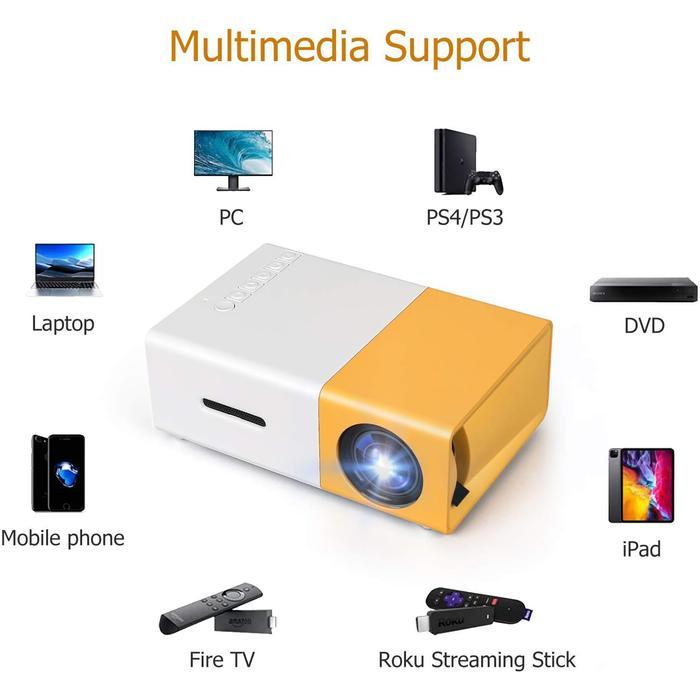 [COD] Projector Mini For Phone Portable Home Theater Murah Mini Proyektor YG300 USB HDMI Laptop