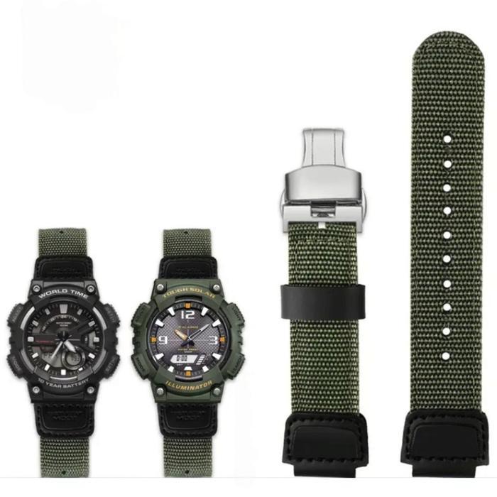 Strap Nylon Tali Jam Kanvas Casio AE-1000 AE-1200 AE-1300 W-735H Army