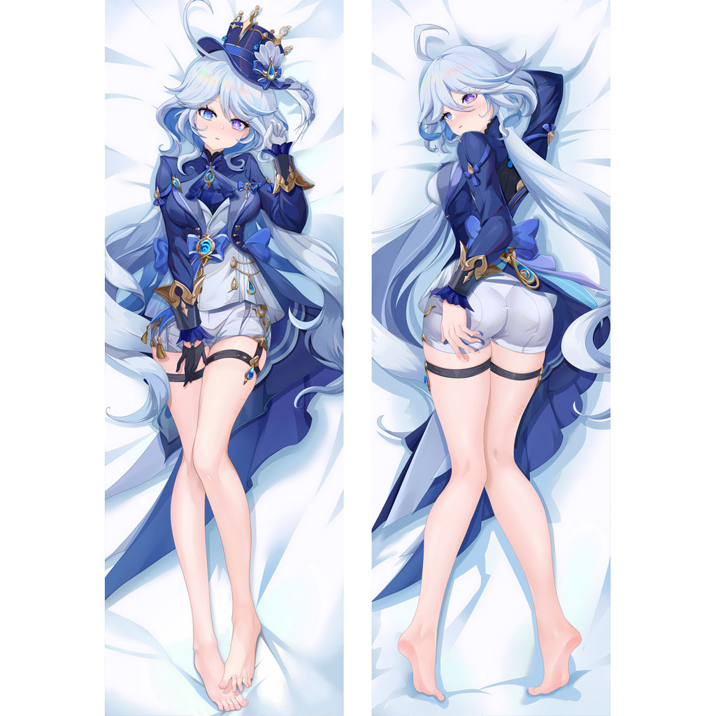 Game Impact Furina cosplay Hug Body Pillow Case 2-Side Peachskin Hugging Genshin Impact Pillow Case