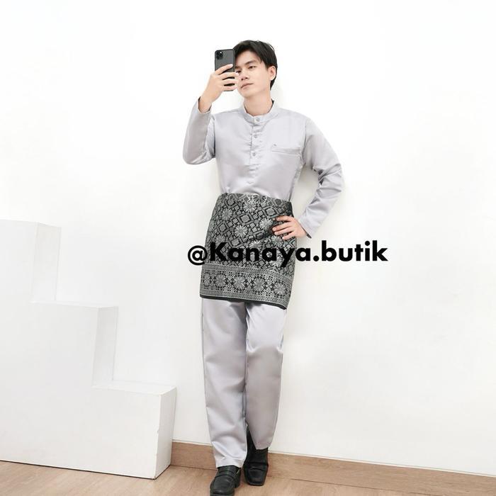 Setelan Baju Melayu Pria // Baju Melayu Pria Ern // Setelan Tekuk Belanga // Songket Samping Pria