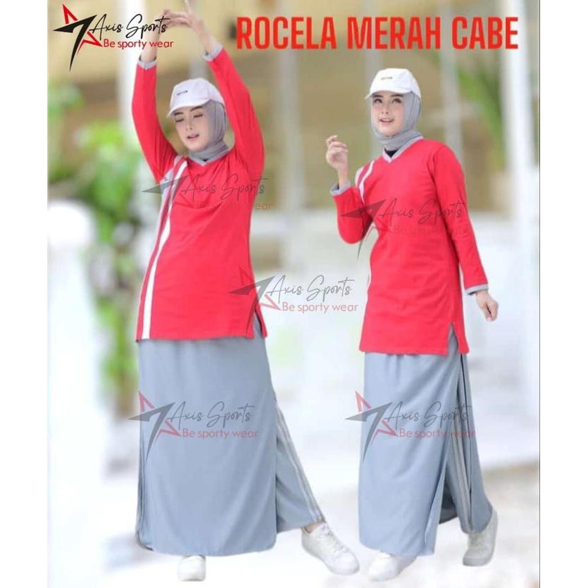 Setelan Baju Tunik Olahraga Rocella Muslimah Seragam Olahraga Guru Model Tunik Rok Celana