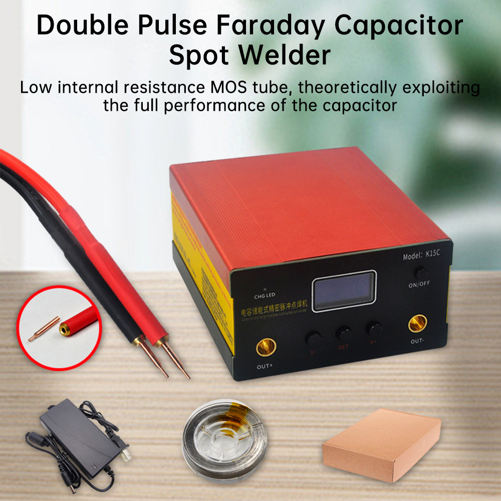 K15C Double Pulse Spot Welder For 18650 Battery Super Farad Capacitor Spot Welding 12-24V Handheld