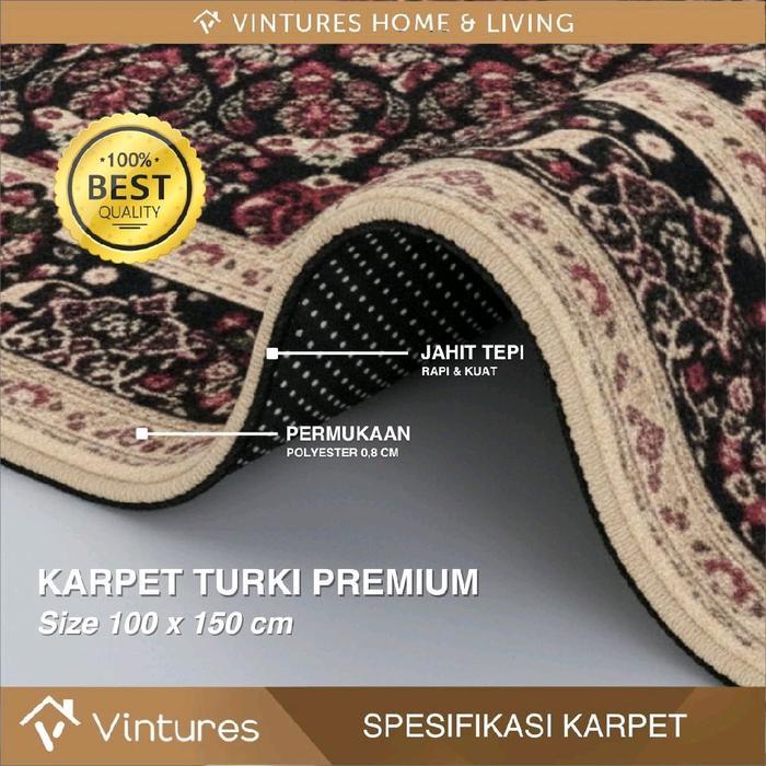 [150 X 100 Cm] Karpet Lantai Turki Premium / Karpet Permadani / Karpet Poliester / Karpet Vintures