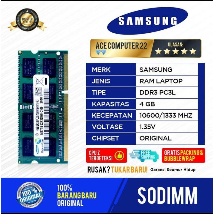 RAM SAMSUNG LAPTOP / SODIMM DDR3L 4GB 1.35V PC10600