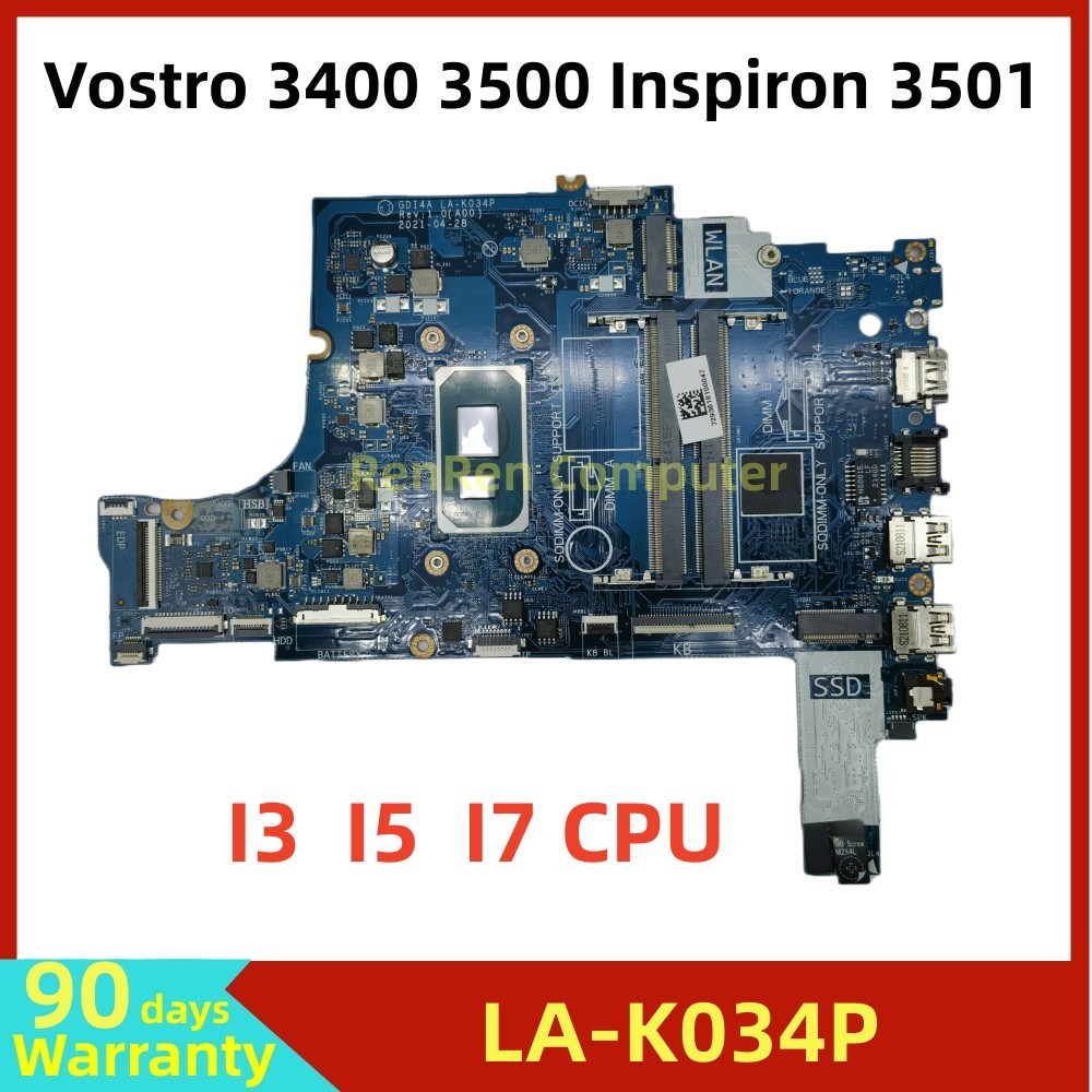 Gdi4A La-K034P For Dell Vostro 3400 3500 Inspiron 3501 Laptop Motherboard With I3-1115G4 I5-1135G7