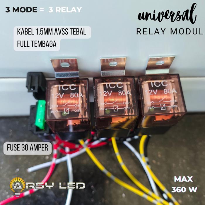 TERMURAH Kabel Relay Set Lampu Sorot Senlo BiLED Dioda Tembak D2 Laser 4 Kawat 12v 80a Tembaga Asli