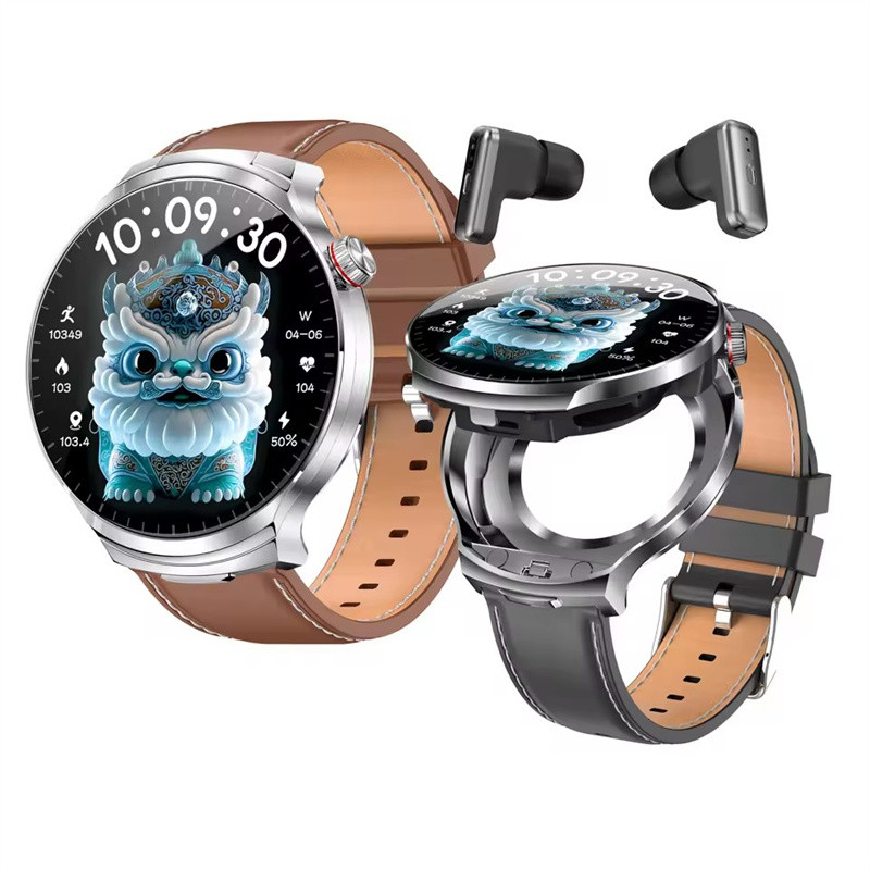 Smart Watch Earphone T100 Men TWS 2 in 1 Wireless Bluetooth Call Headset Heart Rate Sport Music