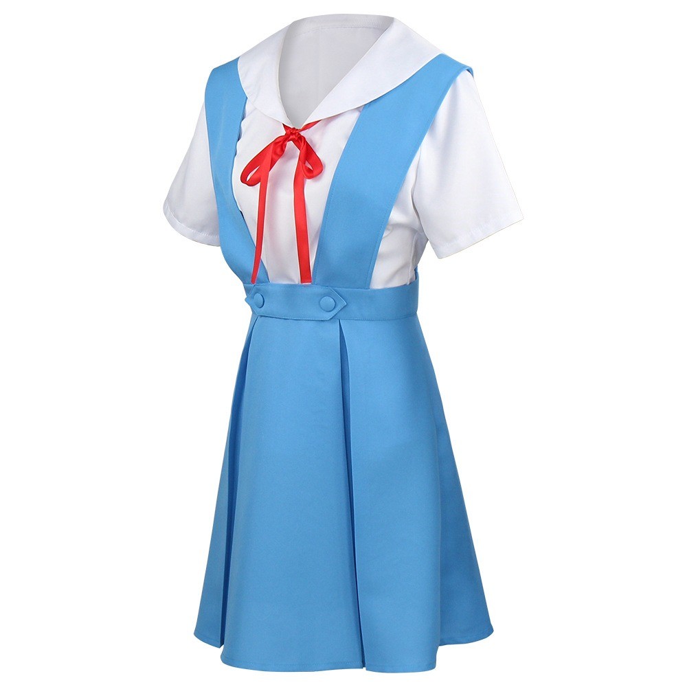 AYANAMI REI COSPLAY DRESS WITH SOCKS ASUKA LANGLEY SOHRYU SCHOOL UNIFORM AYANAMI REI OUTFITS FOR
