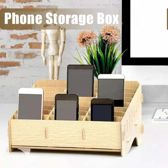 12/24 Kotak Penyimpanan Hp Di Kelas/Rak Tempat Hp/Rak Penyimpanan Hp/Rak Kayu Susun Hp Populer