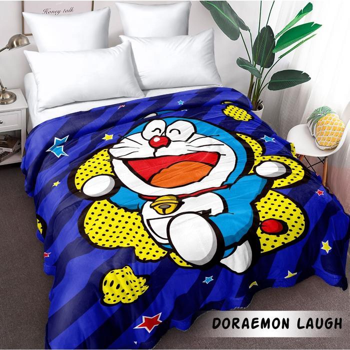 ASLI selimut bulu halus internal / selimut anak karakter doraemon READY STOCK