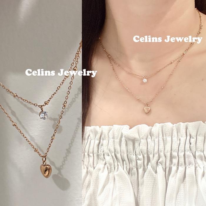 Kalung Wanita Love Jedar 2Layer Fashion Korea