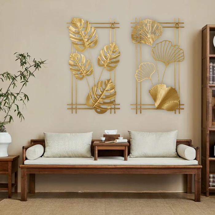 RoxArt Hiasan Dinding Aesthetic Besi Metal Metal Leaf Wall Art Decor Pajangan Dinding Ruang Tamu