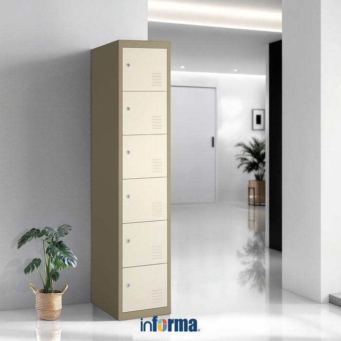 Informa Kiev Loker Besi 6 Pintu - Cokelat Muda Penyimpanan Barang Tempat Penitipan Lemari