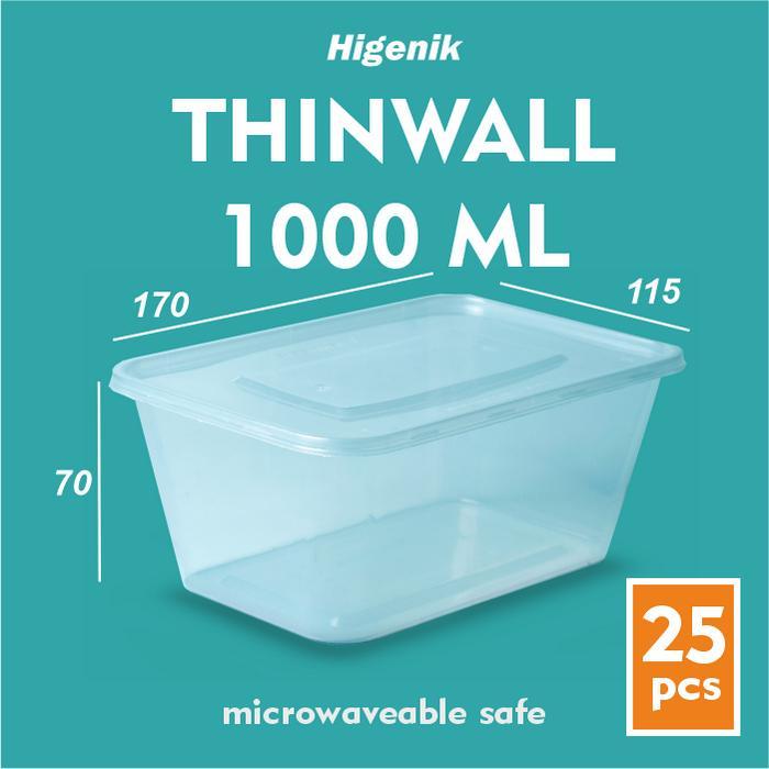 Thinwall 1000 ml / Food Container Box / Kotak Makan Plastik / Mika Box