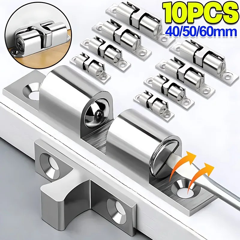 10/1PCS Double Ball Spring Latches Brass Door Latch Roller Lock Cabinet Closet Adjust Tension Latch
