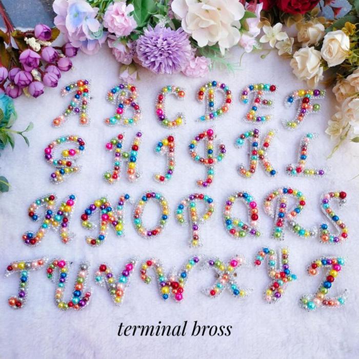 Bros Dada Huruf Mutiara Pelangi Bros Bahu Premium Bros Bahu Hijab Bros