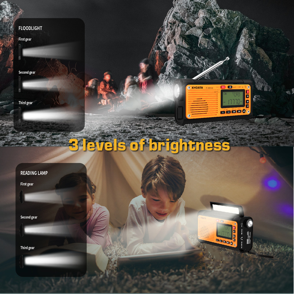 XHDATA D-608WB Emergency Crank Weather Radio FM/AM/SW/NOAA Alert Portable Radio with Phone Charger,