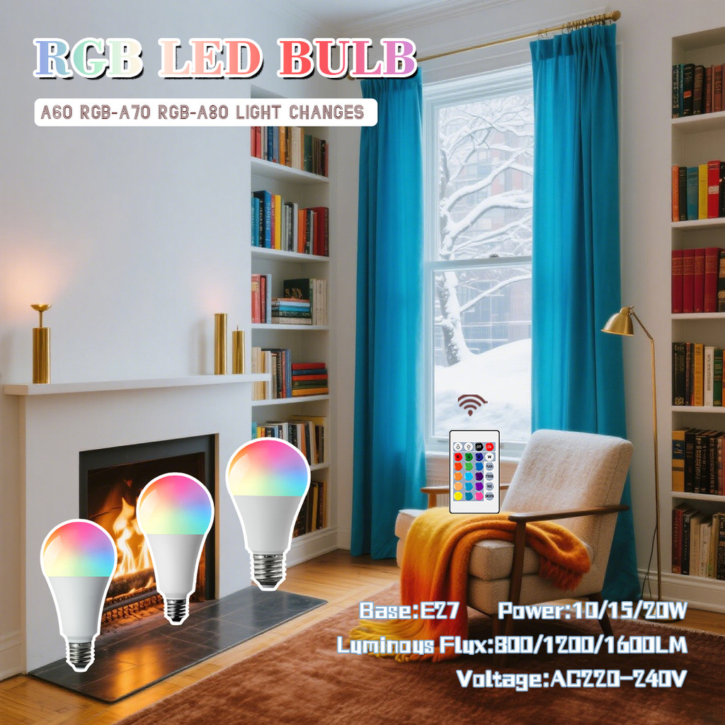 10PCS RGB 220V IR Remote Control E27 LED Light Bulb 10W 15W 20W with Color Changing Multicolor +