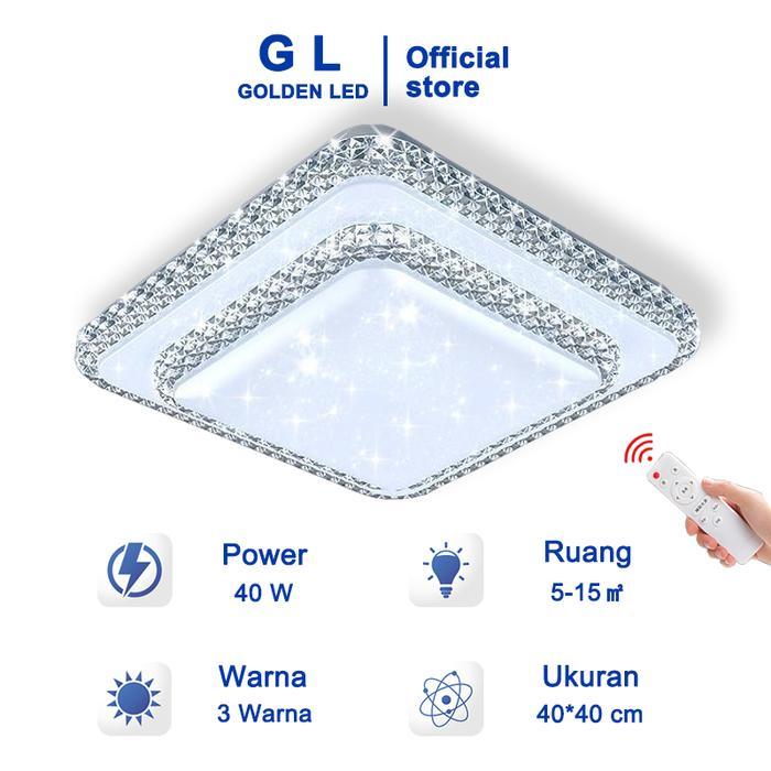 GL Lampu LED Ceiling Plafon 3 Warna 40 Watt Ktak Dua Tingkat Lampu Hias Lampu Bulat Untuk Ruang