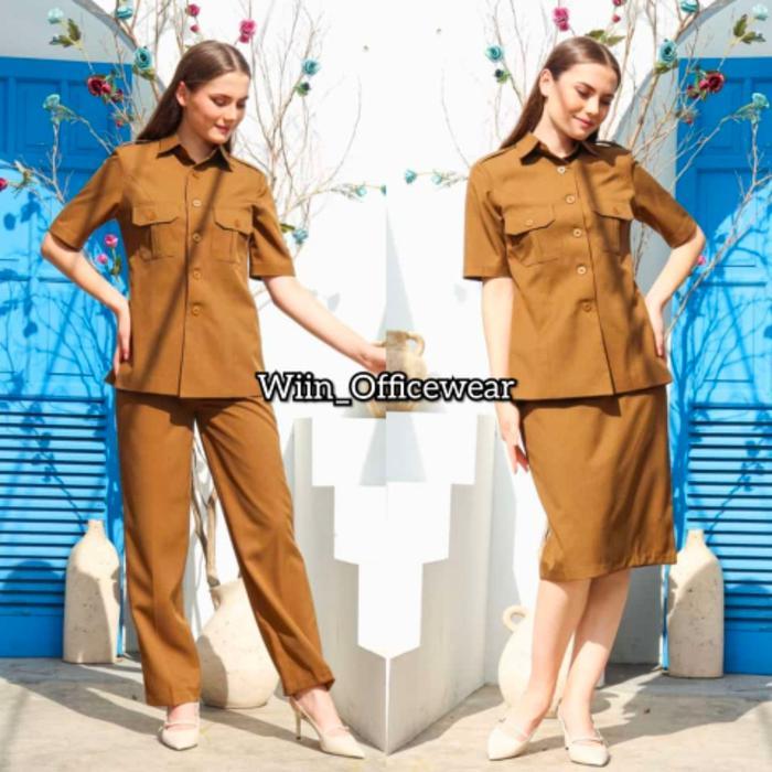TERLARIS baju seragam pns kantor dinas pemda pdh guru asn pendek tgn wanita READY STOCK
