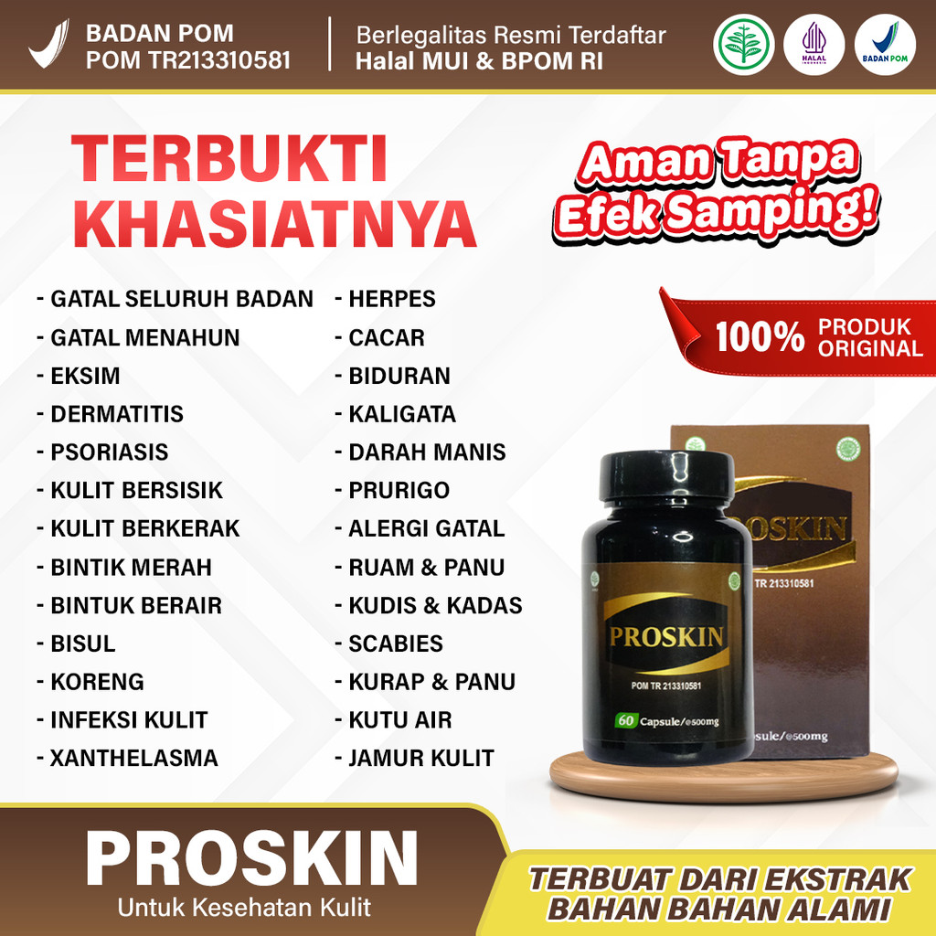 Proskin 100% Original Obat Herbal Gatal Alergi Kulit, Alergi Dingin, Alergi Cuaca, Alergi Makanan, A