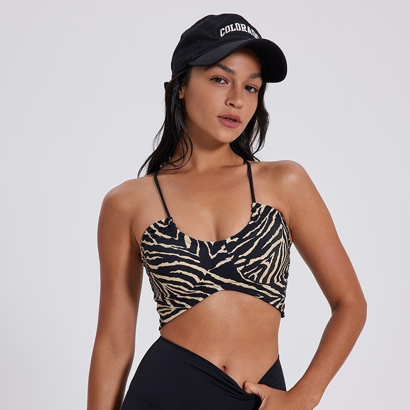 Women'S Sexy Yoga Bra Camisole Leopard Print Sports Running Top Bras Breathable Soft Gym Fitness