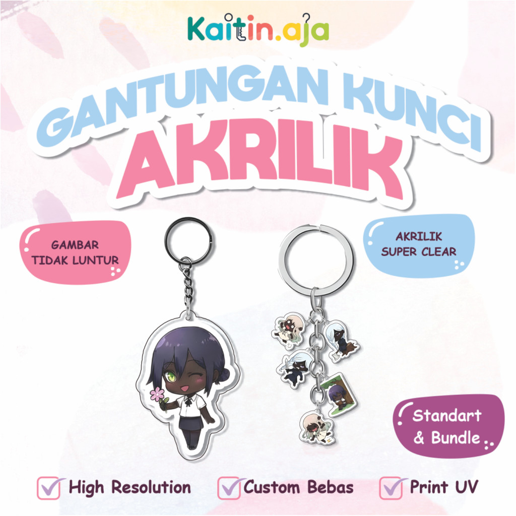 Ganci / Gantungan Kunci Akrilik ANIME PENGHITAMAN WAIFU