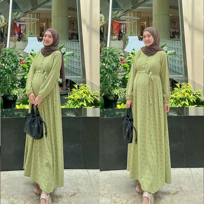 Joley Cloth - Mahalini Gamis Simple Busui Kondangan Elegant Bridesmiad Bordir Dress Wanita Muslimah