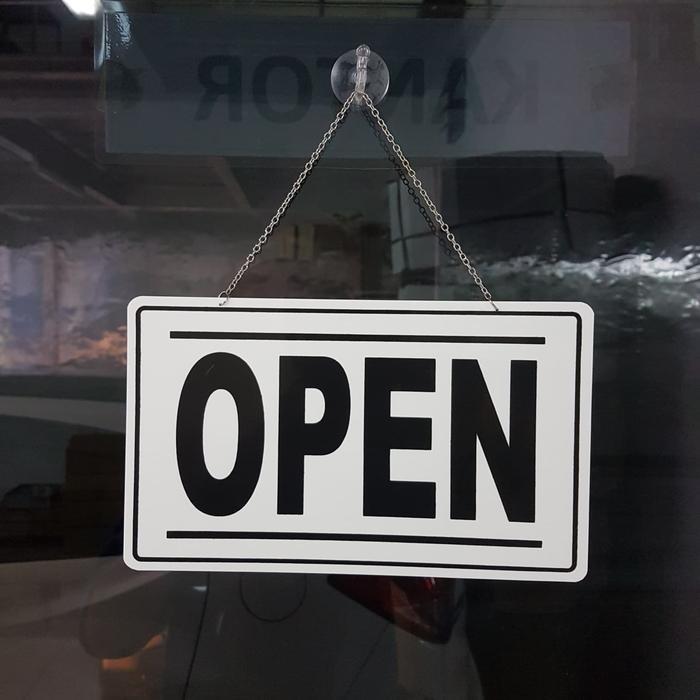 "New" Papan pintu 'open close' gantung / door sign block open close akrilik