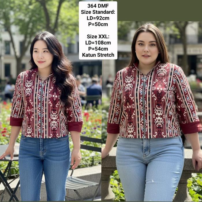 READY JAKET BOMBER FAIRA BATIK 108/364 MODERN ATASAN WANITA Katun Stretch Bunga Motif Crop Baju G00D