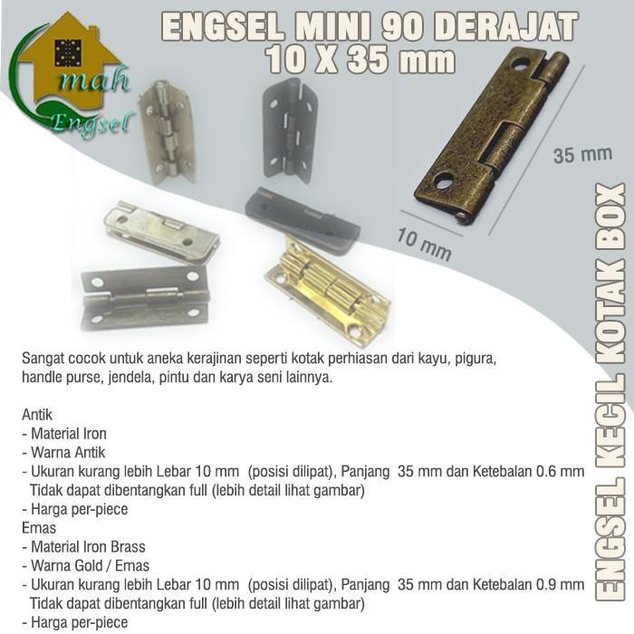 GR Engsel mini 90 derajat 10x35 mm A8.H64 Engsel kecil kotak box antik