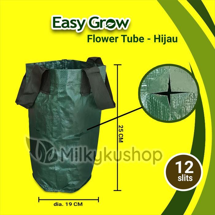 FLOWER TUBE PLANTER BAG EASY GROW 12 SLITS - HIJAU