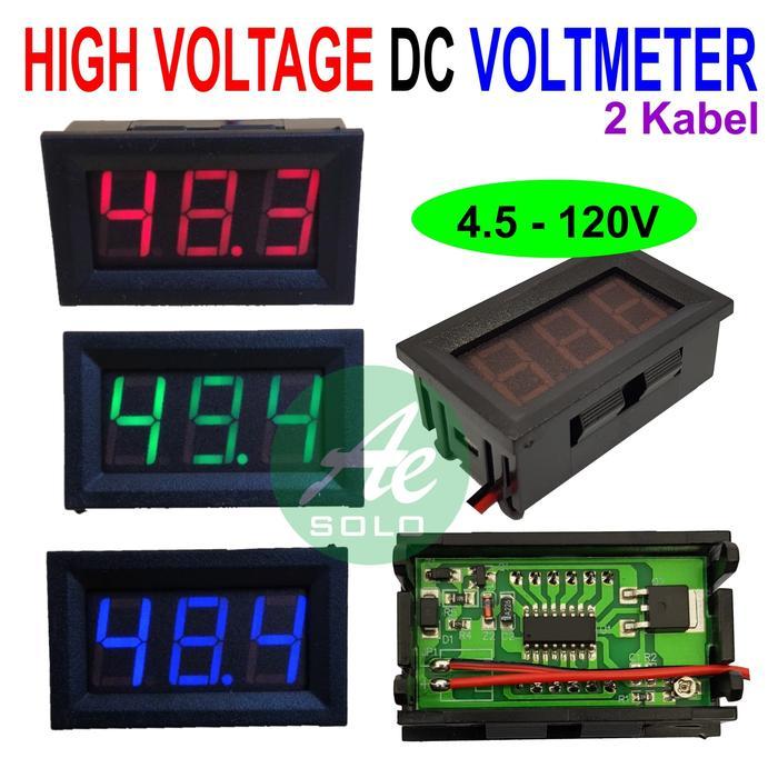 High Voltage DC Voltmeter 4.5-120V DC Volt Meter 3 Digit 0.56 inch