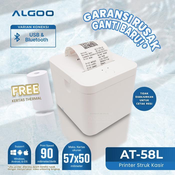 Premium Algoo Printer Thermal Bluetooth Cetak Struk Nota Original