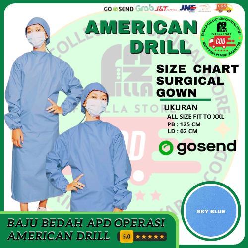 American Drill Baju Apd Surgical Gown Bahan Drill - Baju Kerja Bedah Operasi Wanita & Pria Rumah