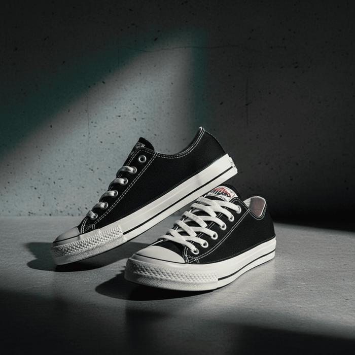 Aerostreet.Shoes - Converro - Ethnic Low Black Sepatu Sneakers Vulcanized Sepatu Sekolah