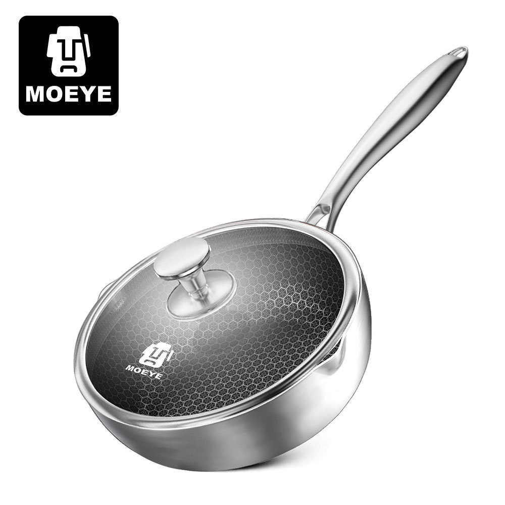 MOEYE Panci Sup 316L Panci Susu Baja Tahan Karat Antibakteri 5 Lapis Panci Masak Anti Lengket Bawah 