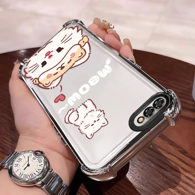 Casing Hp Untuk Realme C2 Realme C2s OPPO A1K Case Kucing putih kartun Bening Tebal Cesing silikon K