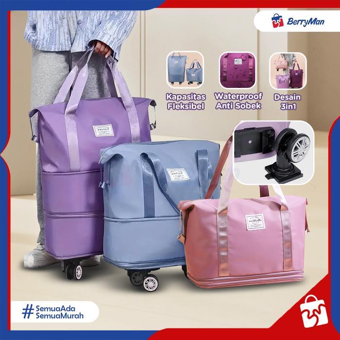 BESAR DAN LEGA TAS TRAVEL LIPAT RODA 3 IN 1 JUMBO ANTI AIR PREMIUM TAS KOPER DORONG PORTABLE