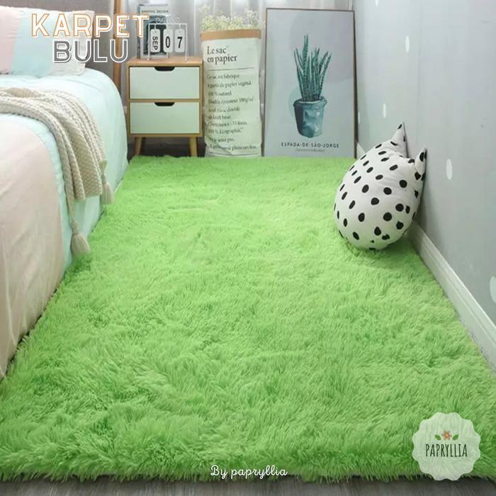 Karpet Bulu Rasfur Karpet Lantai 200x150cm + Busa ( Hijau Stabilo )