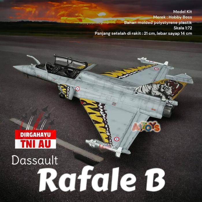 Model Kit Miniatur Pesawat Dassault Rafale B Hobby Boss 21 Cm 1:72