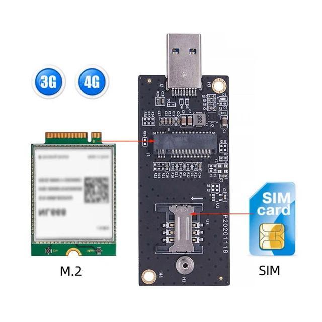 NGFF M.2 Key-B WWAN to USB 3.0 Adapter Riser Card w SIM Slot For 3G/4G/5G LTE Wireless Module