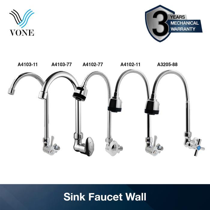 Toto - Vone Kran Cuci Piring Fleksibel Angsa Keran Sink Dapur Tembok Plastik Abs Chrome