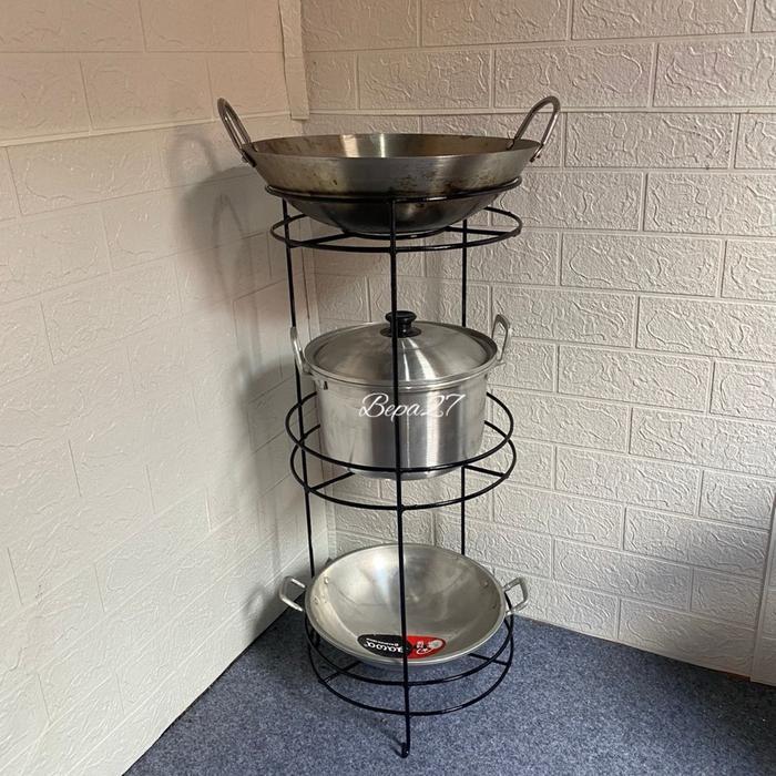 Rak Panci Susun Serbaguna Rak Wajan Rak Perabotan Dapur rak Penyimpanan Peralatan Dapur warna Putih