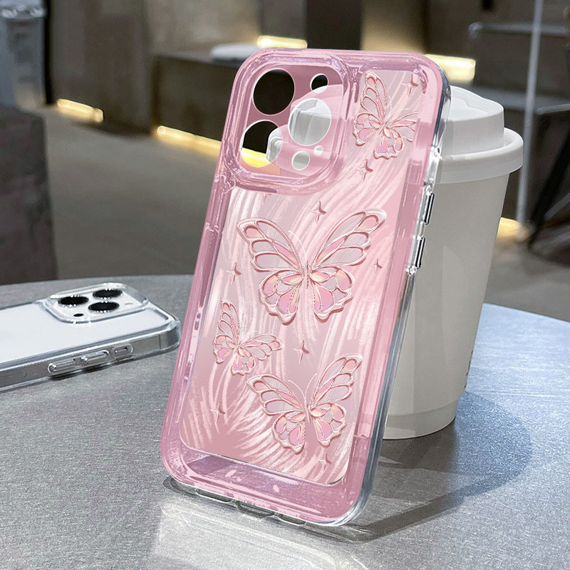 Aesthetic Girl Cewek Pink Black Butterfly Casing Oppo A6 Pro A6X Reno 15 5G 15F A60 A5 2025 A33 5G 1
