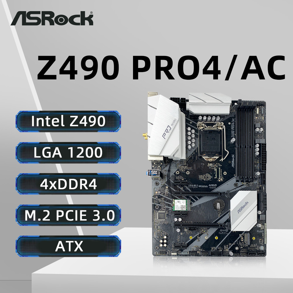 ASRock Z490 PRO4/AC Motherboard Supports i9-10900K i7-10700F 10700K i5-10400F 10600K i3-10100F CPU