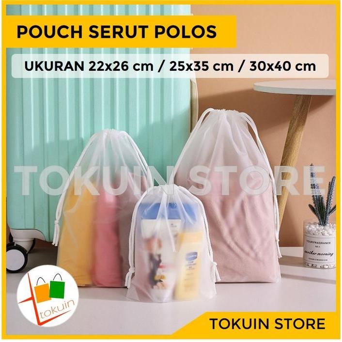 Pouch Serut Polos Storage Bag Travel Organizer Kantong Plastik Doff Tas Organizer Bag